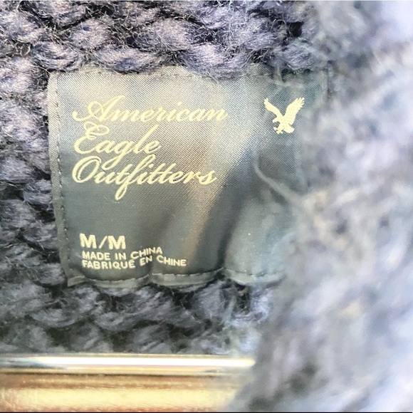 AEO•women’s wool blend thick chunky knit fair isle snowflake zipper vest medium - Picture 4 of 7